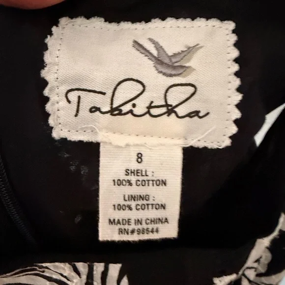 Anthropologie Tabitha Black & White Floral Cotton Dress Size 8 - Picture 8 of 10